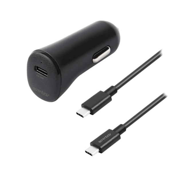 Essentials Billaddare med USB-C PD 20W + USB-C-Kabel - Svart