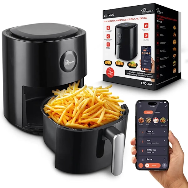 Extralink Smart Life Air Fryer 4L sovellusohjauksella ja LED-nä