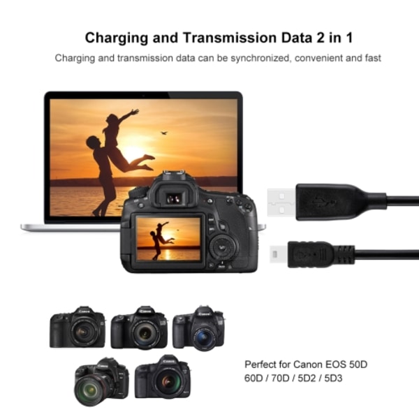 Mini USB- kabel  / datakabel Canon EOS 50D / 60D / 70D / 5D2 /