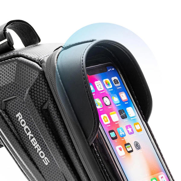 Cykelramväska med mobilfack - Svart