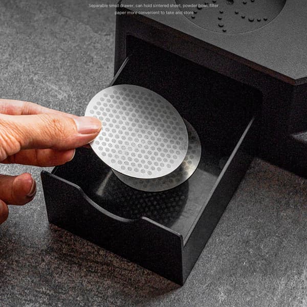 Tamping-asema espressolle 18,4 x 16,2 x 7,5 cm / tamperin pidik