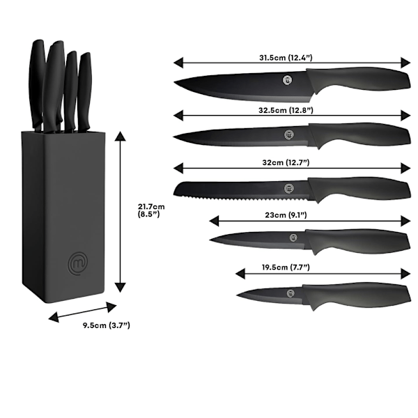 Masterchef Knivset med 5 knivar i ett knivblock - Känd från Sve