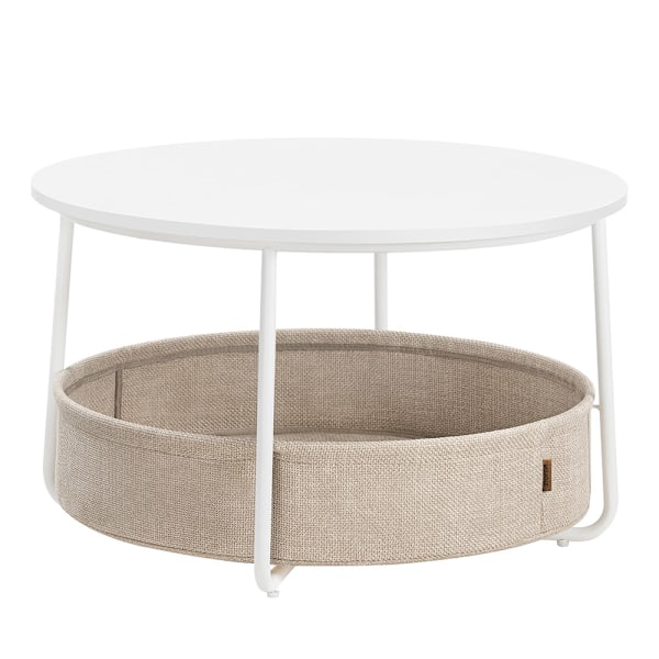Runt Soffbord med förvaringskorg - Vit/Beige