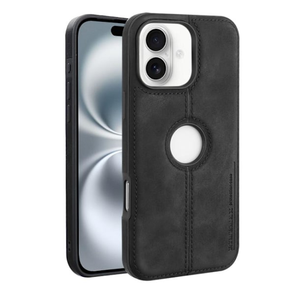 Kunstlæderskal til iPhone 16 Plus - Sort