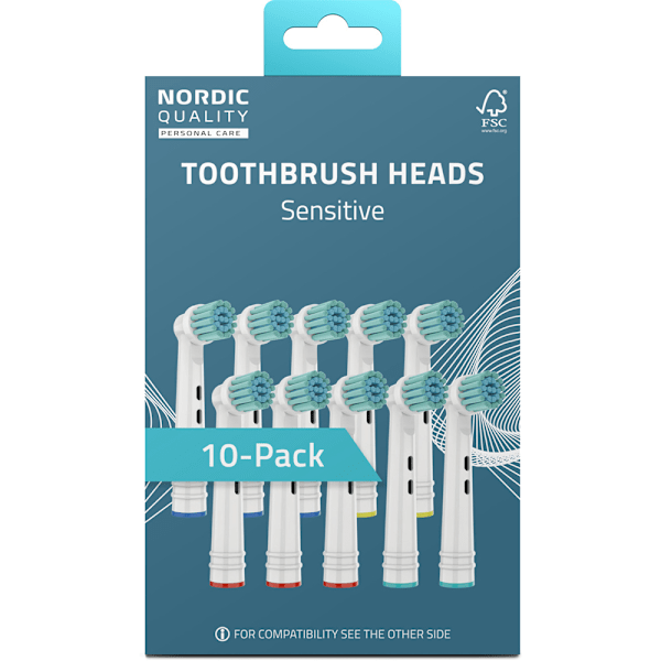 Nordic Quality Tandbørstehoved Sensitive to Oral-B 10-pak