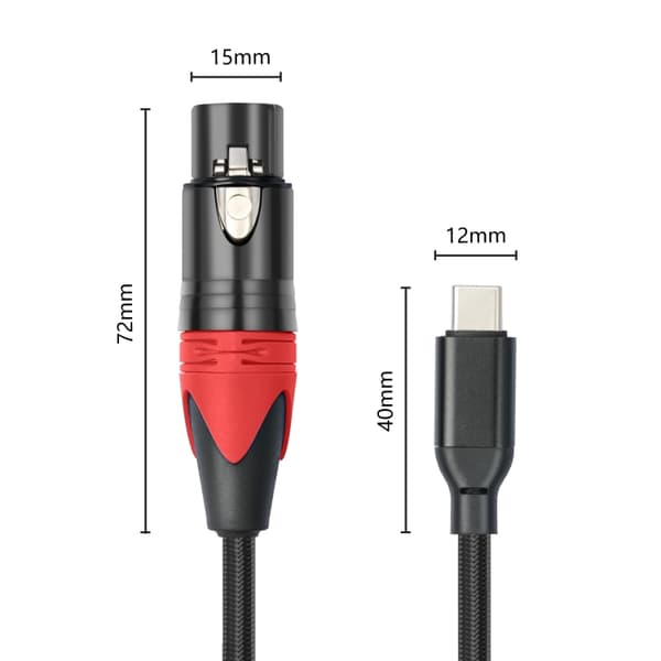 Lydkabel USB-C han til XLR hun - 2 m med indbygget DAC-chip
