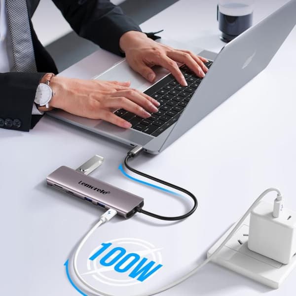 Lemorele Dockningsstation TC91 USB-C för trippelskärm med Ether