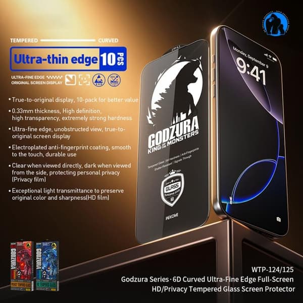 Karkaistu näytönsuoja HD 6D iPhone 16 Pro / 17 10-pack 10-pack