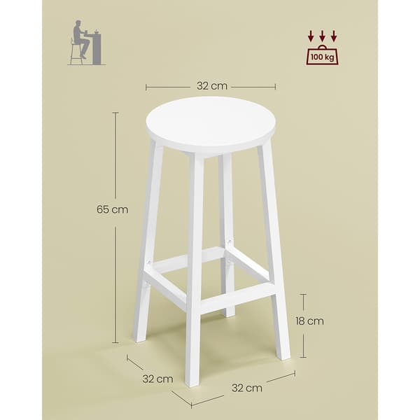Barpall med metallram och fotstöd 2-pack - Vit