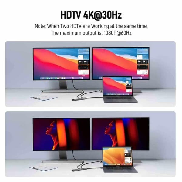 Lemorele TC65L -telakointiasema, USB-C, HDMI 4K, Gigabit Ethern