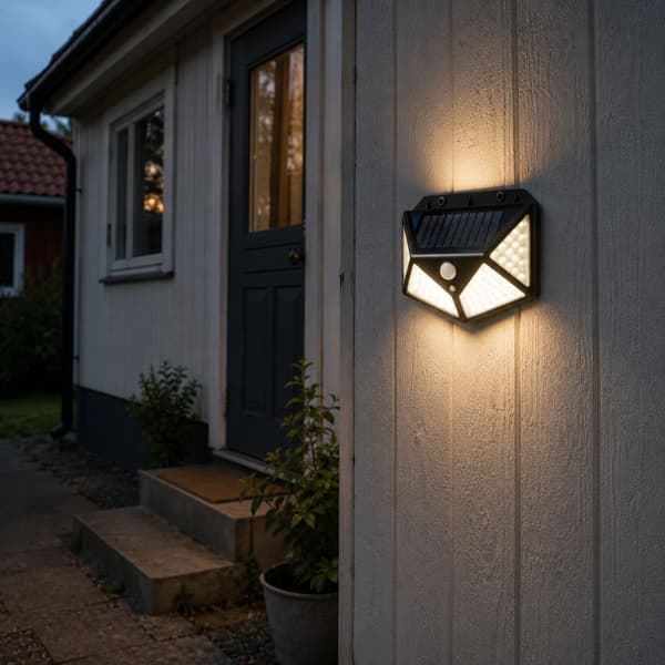Solcelle væglampe 100 LED / udendørslampe med sensor – lampe ti