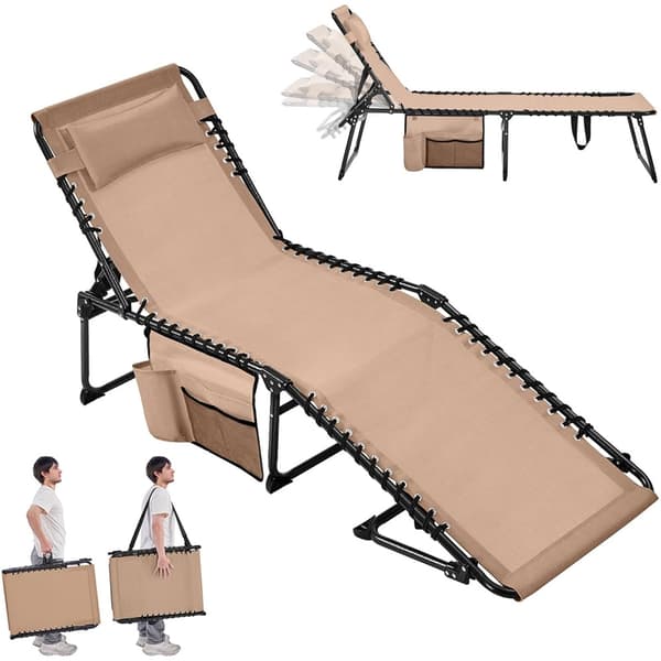 Sammenklappelig solseng 189 x 57 x 38 cm / beige liggeseng med