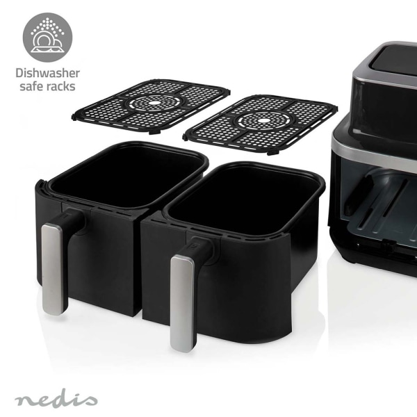 Nedis Digital Airfryer, jossa on 2x4,2 litran paistokoria