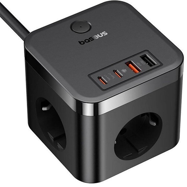 Baseus PowerCombo Cube med 2xUSB 2xUSB-C og 3 strømstik