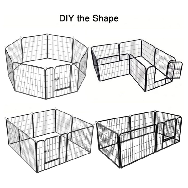 Koira-aitaus metallia ulos/sisälle - 8 osaa  ja portti