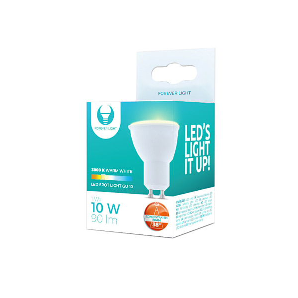 LED-pære GU10 1W 230V 3000K 90lm 38°