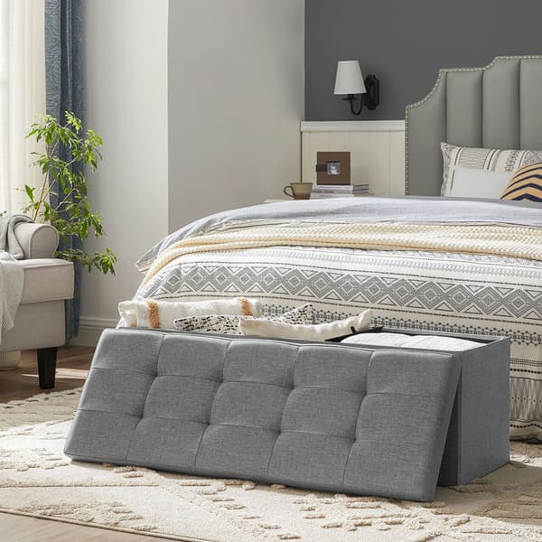 Stor fotpall med förvaring 110 × 40 × 38 cm – Grå