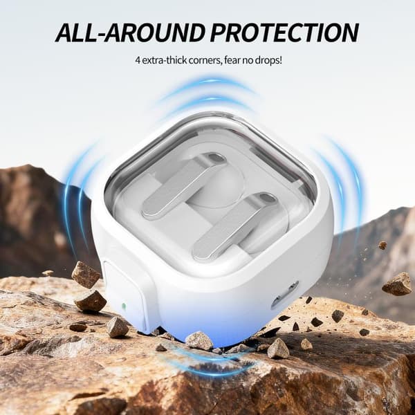 Hörlursfodral med snäpplås för Galaxy Buds4/Buds4 Pro - Vit