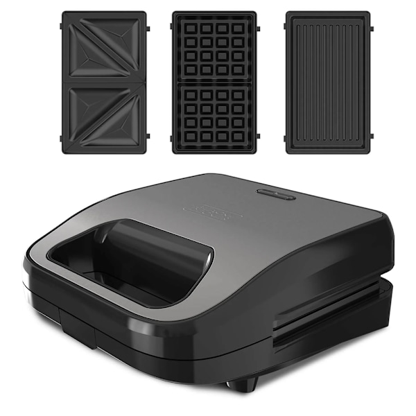Black+Decker Smörgåsgrill Sandwich Waffle 750 W med 3 utbytbara