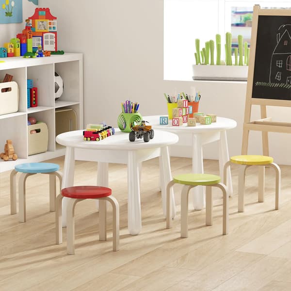 HOMCOM pinottavat jakkarat 4 kpl – koivuvaneri, 30 cm, moniväri