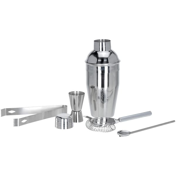 Cocktailsæt i 5 dele / barsæt i rustfrit stål med shaker 500 ml