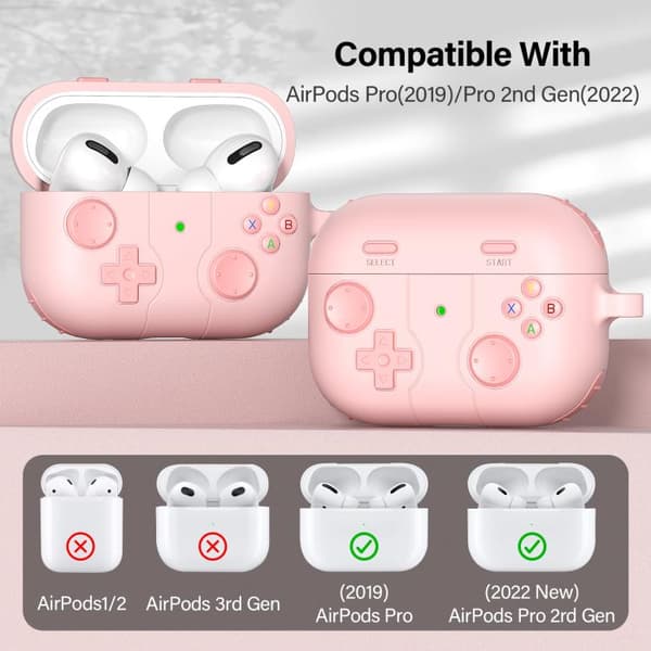 Silikonfodral i spelkontroll-design till AirPods Pro 2  – Rosa