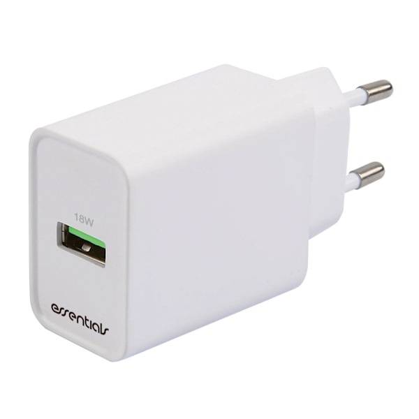 Essentials USB-laddare 18W med snabbladdning - Vit