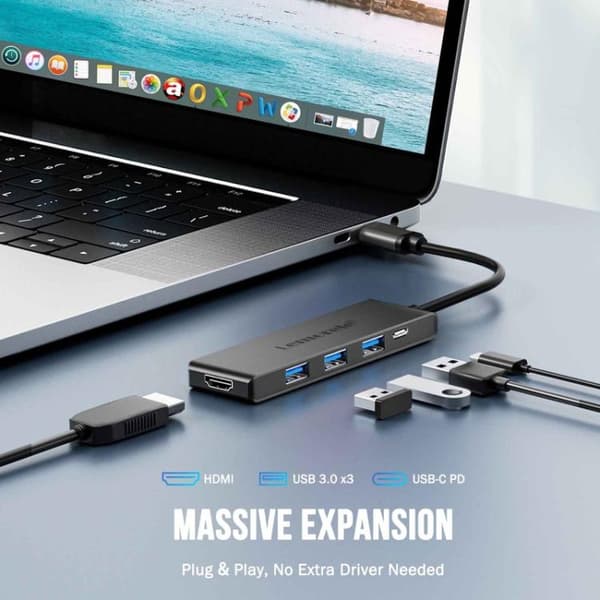 Lemorele TC22L 5-i-1 USB-C-dockningsstation / USB-C-hubb med 4K