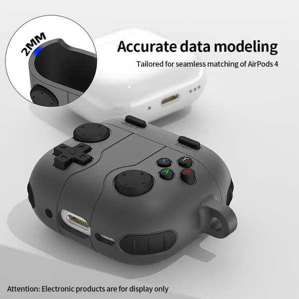 Silikonfodral i spelkontroll-design till AirPods 4 - Grå