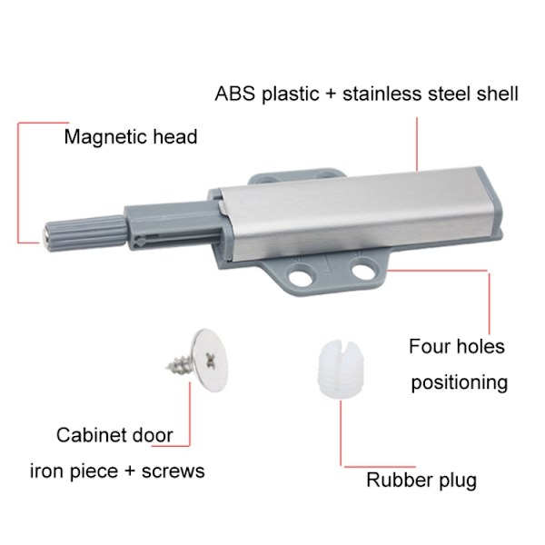 Magnetiske push/open-fittings med rustfrit stål og justerbart m