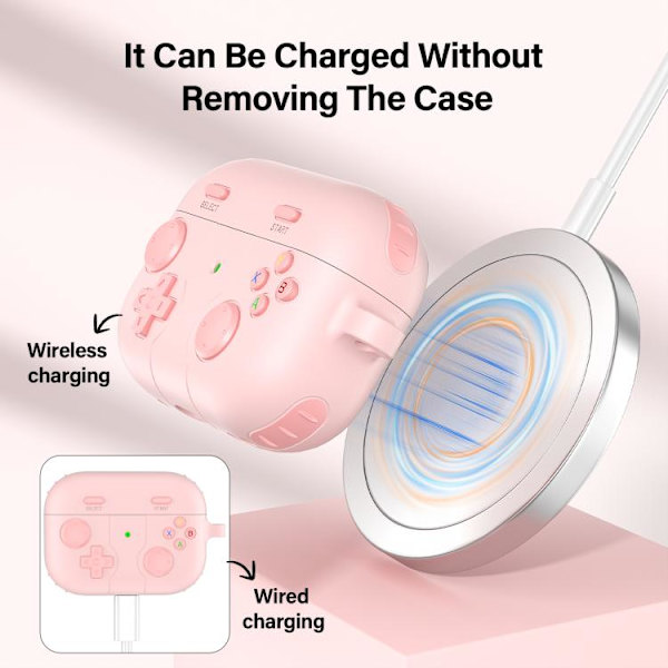 Silikonecover i spilcontroller-design til AirPods Pro 2 – Pink