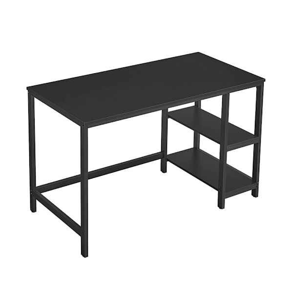 Svart skrivebord med hylder og metalramme - 120 x 60 x 76 cm