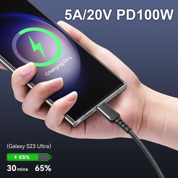 PD 100W USB-C Datakabel / USB-C till USB-C-kabel 100 W