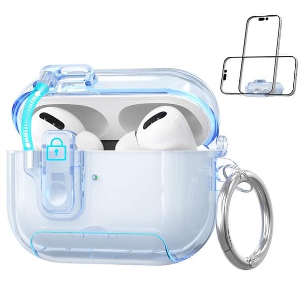 Skyddsfodral med ställ till AirPods Pro 3 - Transparent blå