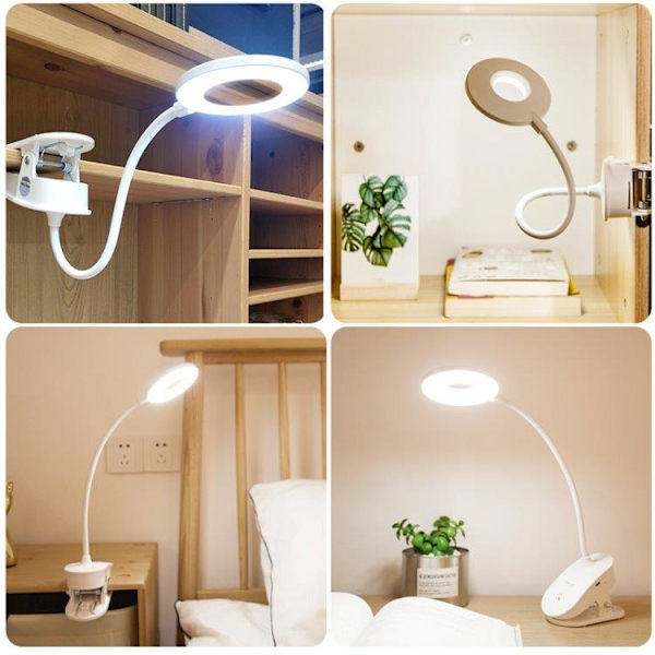 Genopladelig LED-lampe med klemme - dæmpbar