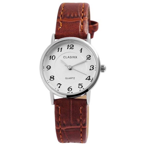 Clasixx damklocka med armband i konstläder - Brun