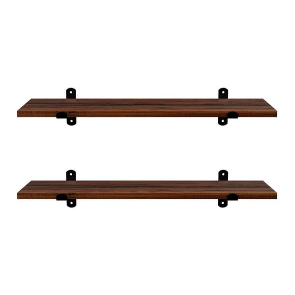 Vägghyllor i trä 60 cm 2-pack - rustik brun