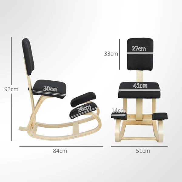 Ergonomisk knæstol med ryglæn og gyngefunktion - kontorstol / b