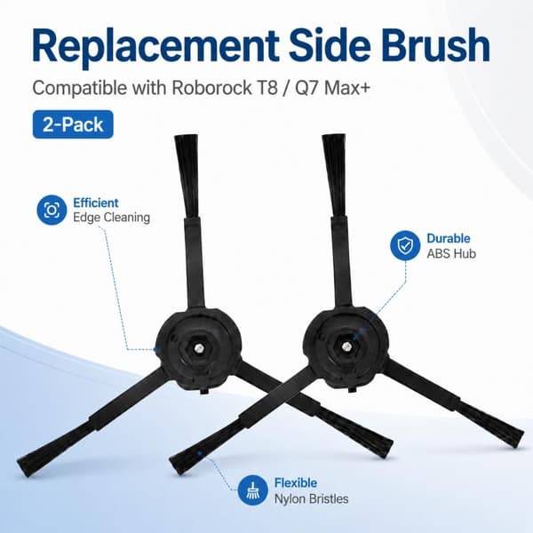Sivuharjat, 2 kpl, Roborock Q7 Max+/T8 Plus -robottipölynimurii
