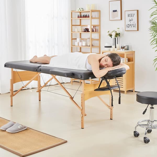 Bærbar og justerbar massagebriks - 2 zoner / sammenklappelig ma