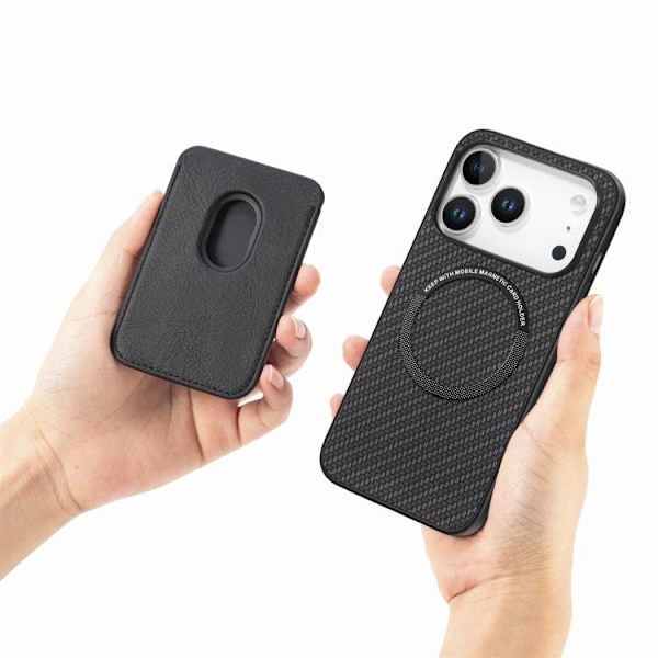 Bagcover med magnetisk kortholder til iPhone 17 Pro Max - Sort