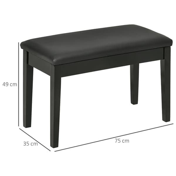 Vadderad pianopall / pianobänk med förvaring och sits i konstlä