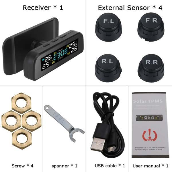 Däcktryckssensor TPMS med solcell