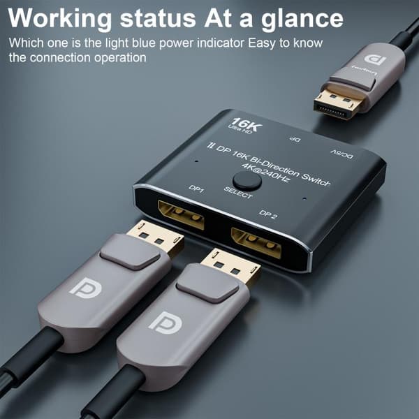 DisplayPorts-switch 16K / DisplayPort-switch 2 ind 1 ud / DP-sw