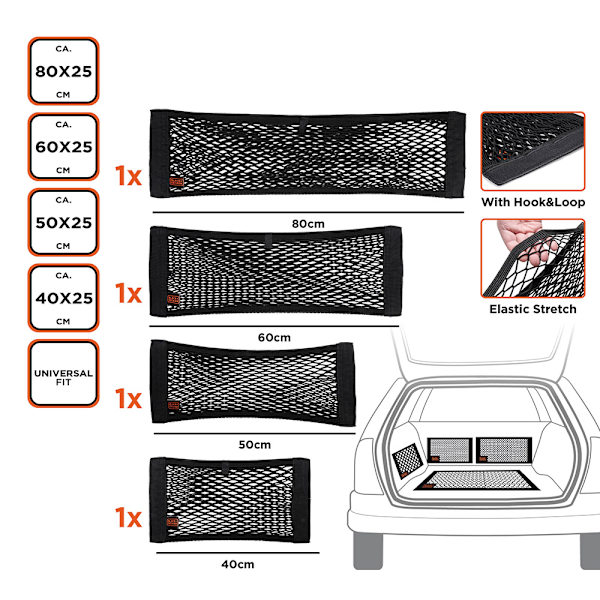 Black+Decker Bagagenät 4 delar