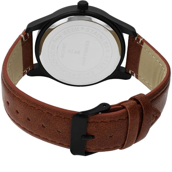 Excellanc Herreur 44 mm – sort med brun kunstlæderrem