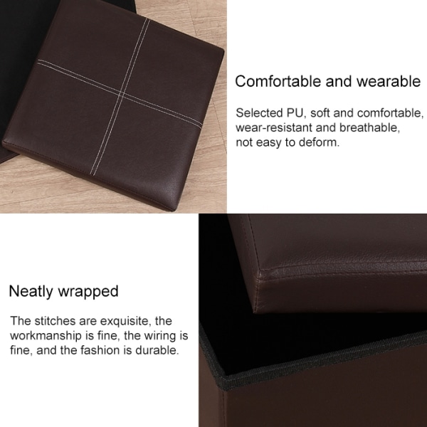 Sittpuff / Fotpall med smart förvaring i imitationsläder 30cm