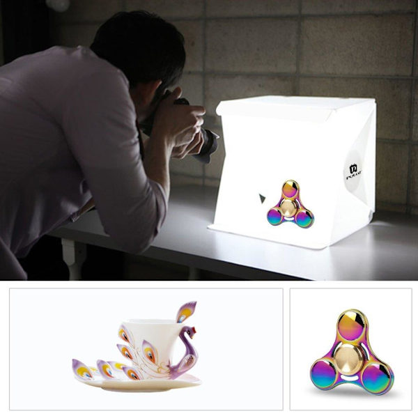 Fotostudio mini med LED-paneler - 2 bakgrunder