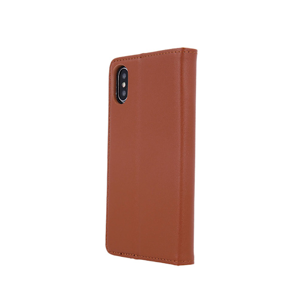 Nahkakotelo telineellä  iPhone 15 Plus  - Ruskea