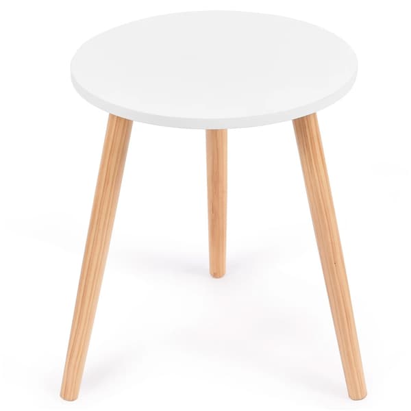 Rundt sidebord 40 cm - Hvid/træ